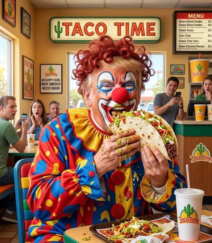 CmnSenseNotCmn's tweet photo. @MAGAVoice Trump hasn’t looked in the mirror in decades right? That clown is the one serving people McDonald’s at the White House! 😂 https://t.co/yadLqxqZaW