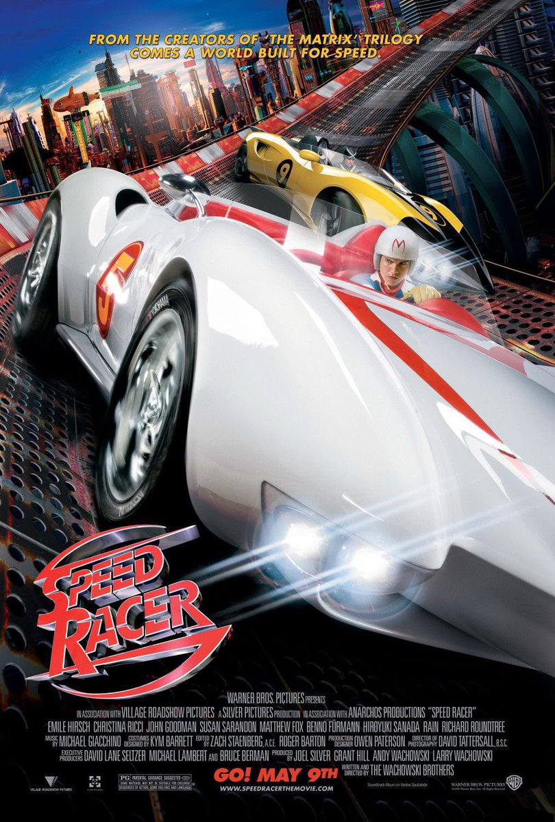 FilmNewsNos's tweet photo. 🎬MOVIE HISTORY: 18 years ago today, May 9, 2008, the movie 'Speed Racer' opened in theaters!
#EmileHirsch #ChristinaRicci #MatthewFox @29rain #JohnGoodman #SusanSarandon #PaulieLitt #KickGurry #NicholasElia #ArielWinter #ScottPorter #NayoWallace #BennoFurmann #TogoIgawa #YuNan https://t.co/NkTWmfivQ8