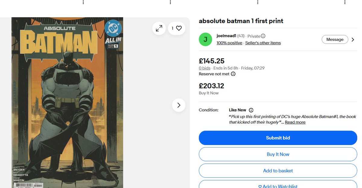 comicbard1's tweet photo. @comicsbeat Good news! If this first edition Abs Batman goes for $40,000, Joel Meadows will be able to refund all the disappointed kickstarter supporters. https://t.co/tre1Segf04