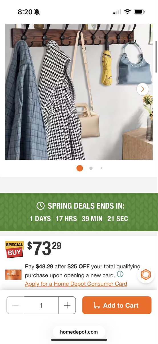 Ben_Krum's tweet photo. I bought my wife a coat rack listed as “unbranded” from @HomeDepot for $74. I did store pickup and it was in an Amazon Prime box. Thought that was weird. The inside had a product label on it. I looked it up on @amazon and it was $25. HD tried to upcharge me $50. Isn’t that shady? https://t.co/mc6tNtLALu