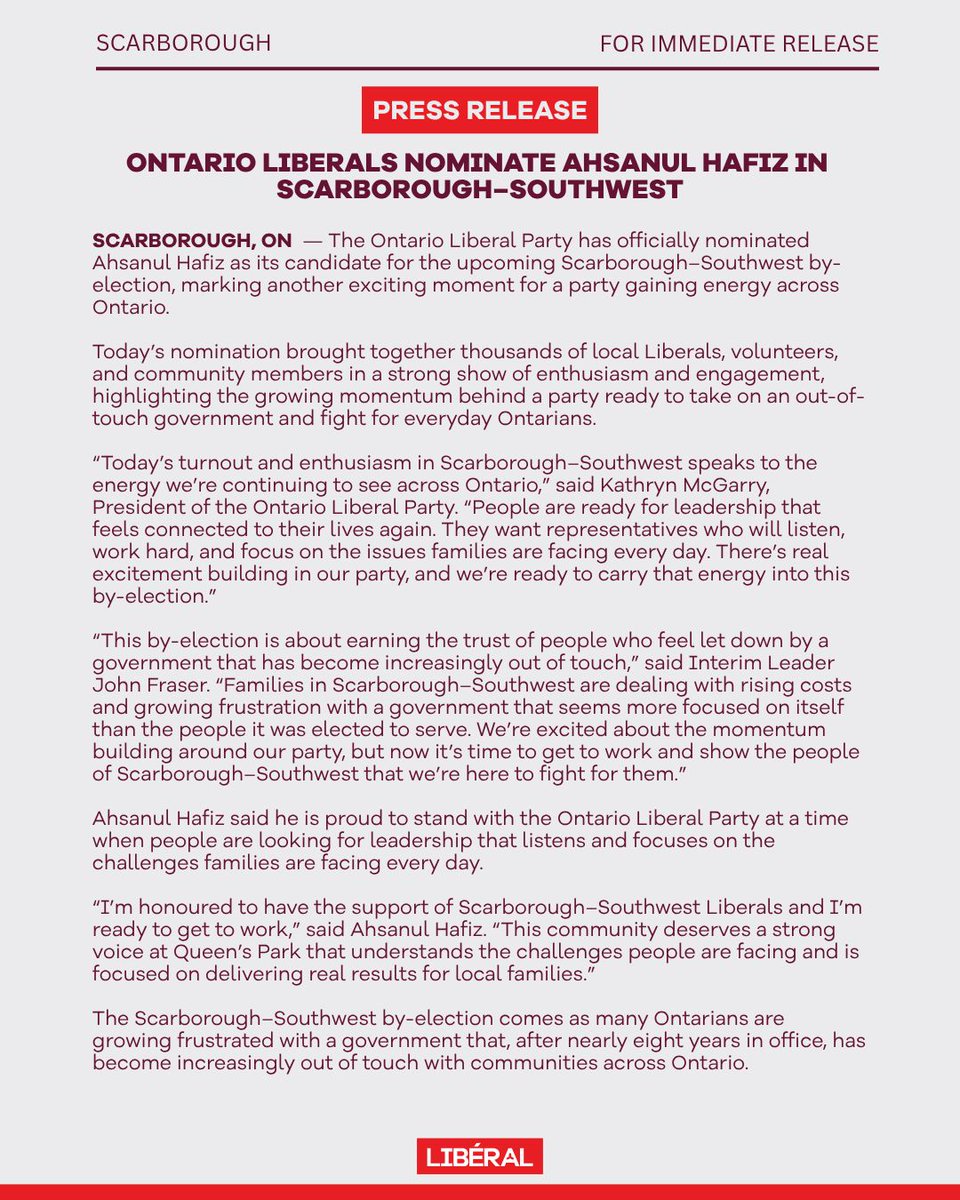 Ontario Liberal Party | Parti Libéral de l'Ontario tweet media