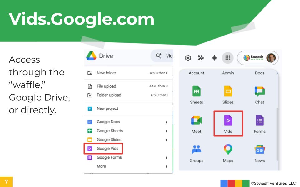 jrsowash's tweet photo. Google Vids is officially integrating into the Workspace ecosystem, bringing AI-powered features like Veo and automated voiceovers directly into your workflow. Vids is accessible directly through the Google "waffle" or Drive—no extra software required. 🚀

#GoogleEDU #GoogleVids https://t.co/tRpwbaIaeu
