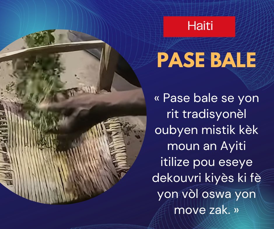 kercy19's tweet photo. Pase balen se yon rit tradisyonèl oswa mistik kèk moun nan Haiti itilize pou eseye dekouvri kiyès ki fè yon vòl oswa yon move zak. 
#KwayansPopilè
#Ayiti #TradisyonAyisyèn #PaseBale #MistèAyisyen https://t.co/fINlHM2DEN