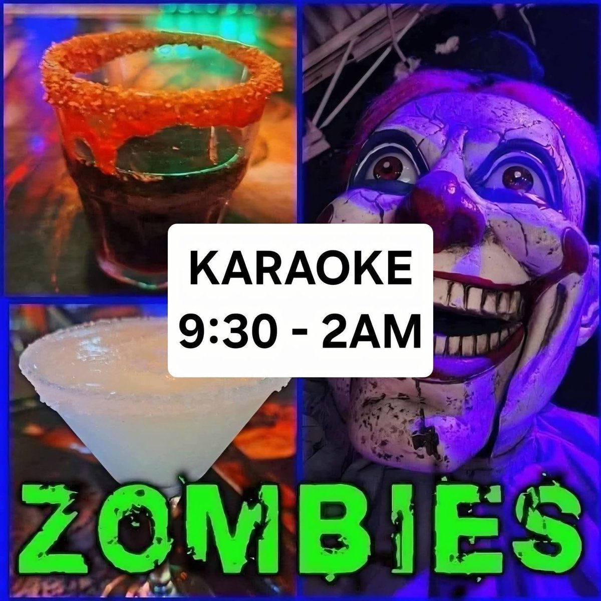 ZombiesBar1's tweet photo. **SATURDAY KARAOKE**
 AT ZOMBIES BAR
FREE EVENT / NO COVER

Zombies is hosting Karaoke this SATURDAY Night. 
Karaoke on our main stage 9:30 pm - 2 am.
Come Try our Specimen Sample Shots, Blood Bags and 
ZOMBIES 
4202 Thousand Oaks
San Antonio, TX 78217 https://t.co/3zma2hU7dx
