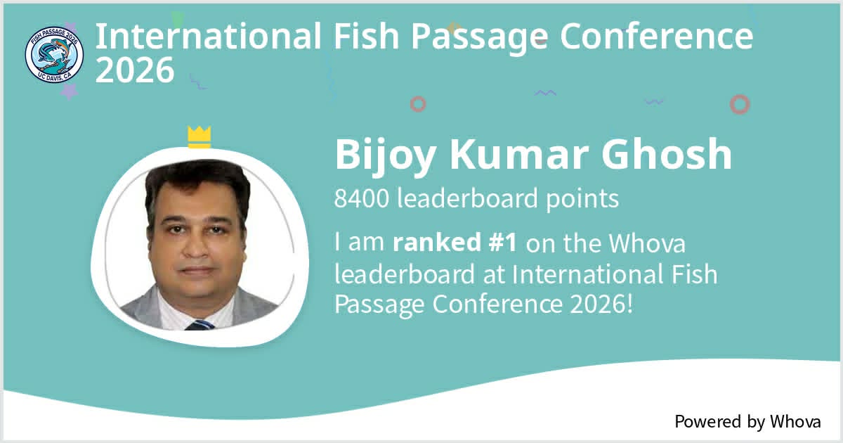bijoykumarghosh's tweet photo. As a International Research Scholar to attended  International Fish Passage Conference 2026
My Research Tittle- Fish migration and fish passage in Bangladesh https://t.co/vntEOpgEWc
