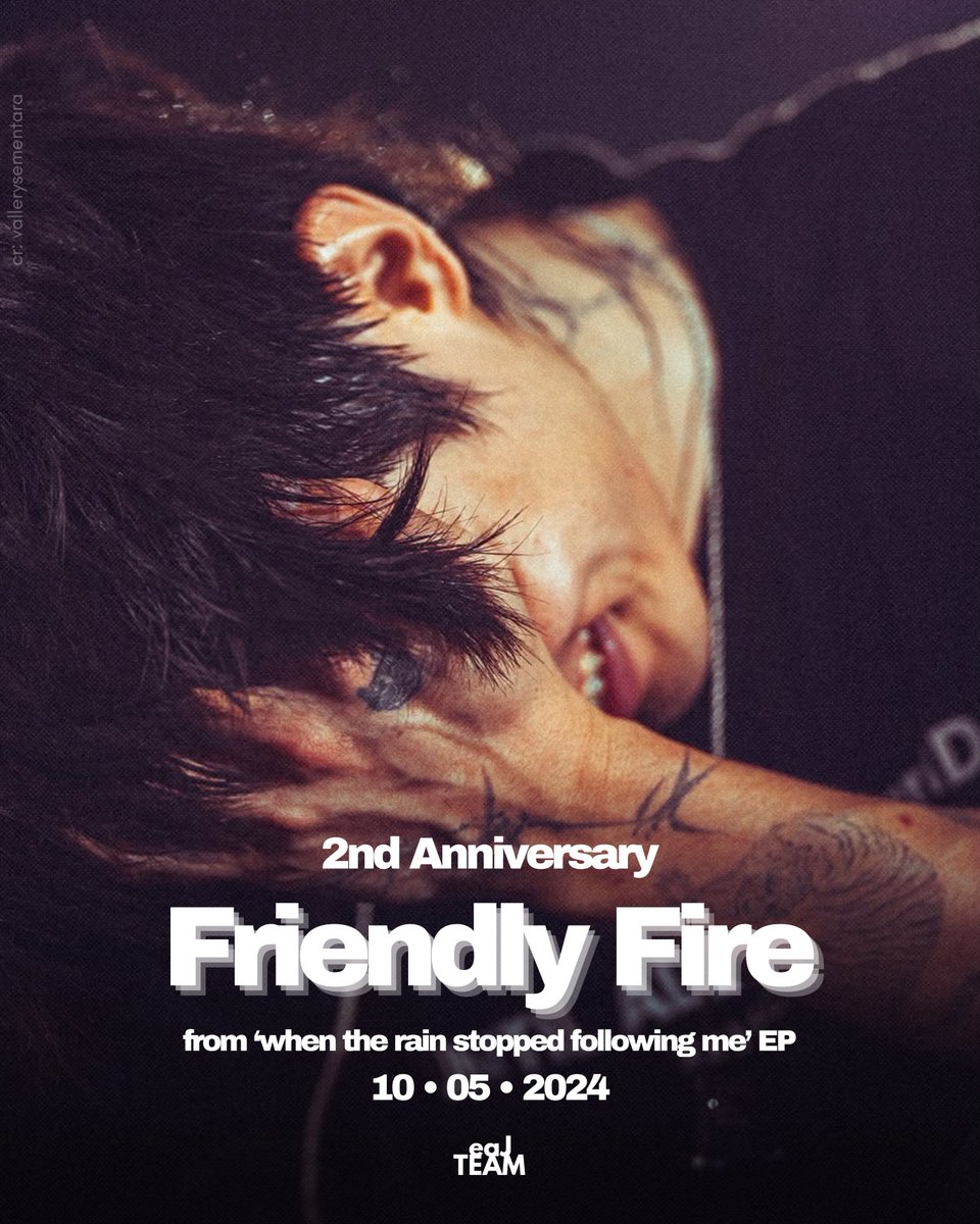 eaJ_TEAM's tweet photo. It's 2 years of "friendly fire" today! 🔥

Some wounds hit harder when they come from the people you never thought would hurt you. And somehow, this song understood that feeling a little too well.

Happy 2nd Anniversary to #eaJfriendlyfire!

🎧https://t.co/OjwhxcPIN3
📺https://t.co/YzaKmOplgt

#eaJPark