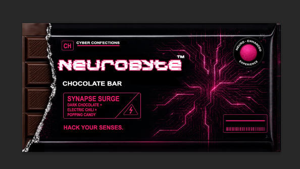 OIconics's tweet photo. Anyone hungry for a #cyberpunk chocolate Bar? 
Neurobyte Chocolate brand for @moonlithillsrp https://t.co/9rdcElBfSp
