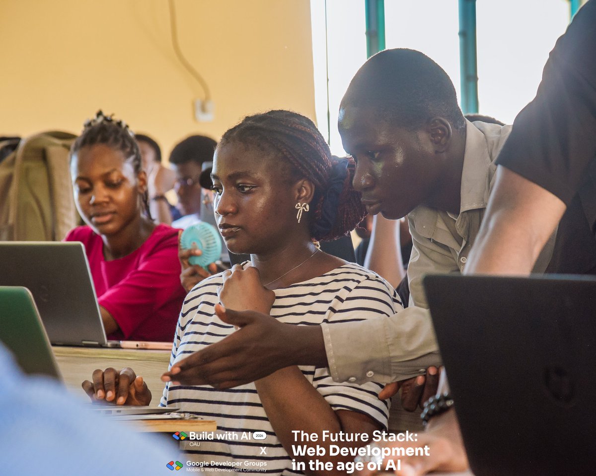 GDGOAUWebdev's tweet photo. 3 weeks since Build with AI OAU 2026 Pre-Series.

We built a space for learning by building. From AI web dev to agents (Google ADK + MCP), participants shipped real projects. 

We experienced real growth, not just events. 

Watch out for more updates. 💥

#BuildWithAI #gdgoau https://t.co/LNIzUzCaOs