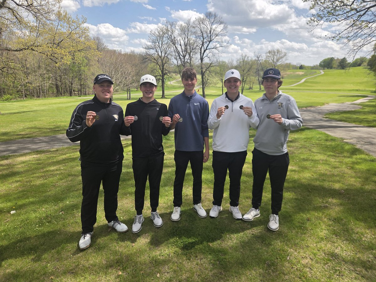 BoysGolfFHS's tweet photo. On a long day at NB Hills, Sabers take 1st place in the 51st Kaz Invite with a score of 321! Tie breaker over Arrowhead was the 5th golfer. These boys hung in there all day, never got down and walked away Champs! https://t.co/VBEnHd5wP3
