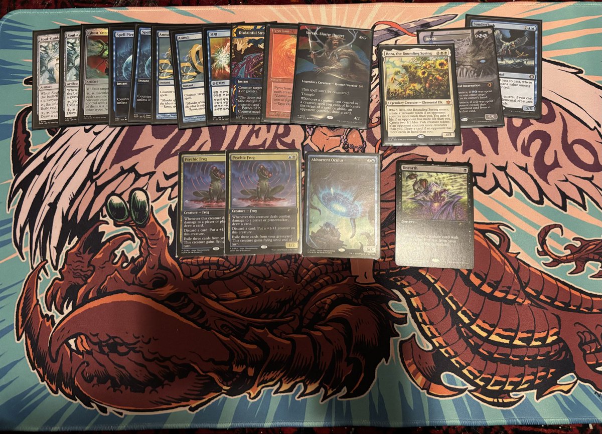 swindells_devon's tweet photo. Won another store champ today with 5C elementals, missing cards are +1 Wistfulness, +4 cavern of souls, +1 Beza
2-1 Jeskai midrange
2-0 Izzet spellementals
2-0 R/G self destruct combo(can’t think of the enchantment name lol) https://t.co/vCrK2r4u3T