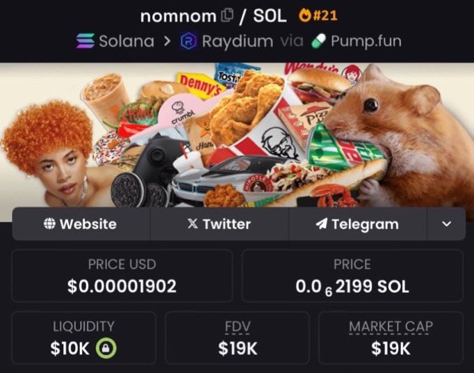 Sol_ashley5's tweet photo. I shared $nomnom at just $19k Mcap inside my private VIP community. 

The aim is profits 💰📈 &amp; we hitting it hard.

#Solana #Memecoins #CryptoTrading https://t.co/MDHO9IqOv8