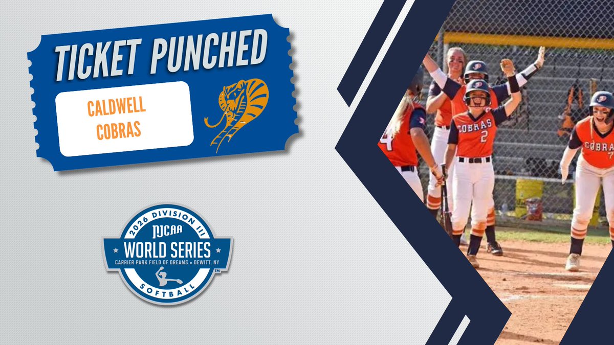 NJCAASoftball's tweet photo. Sssssssee you in Syracuse 🐍

@caldwell_cobras clinch their spot in the 2026 DIII #NJCAASoftball World Series after winning the Appalachian District Championship!

https://t.co/GeH7iuw4Wb https://t.co/daSKDmXvpn