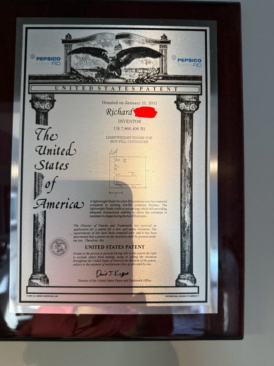 ozpreyy's tweet photo. @Dragxnite @KellytoyDK Alright here is a few things:

Some of his patents for bottle designs. If you’ve ever watched How It’s Made and seen bottles filled on a line, you’ve seen one of his inventions. He helped design the industry standard for that process too. https://t.co/OKk7FVlQts