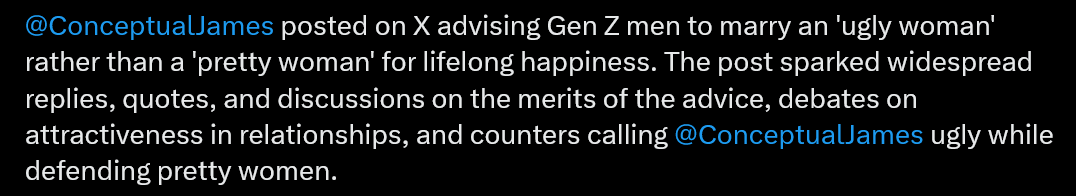 CZeke's tweet photo. @ConceptualJames Not that it's hard or anything, but you've embarrassed Grok again. Its "trending topic" writeup just described this as your own thoughts. https://t.co/He5wDHS3H4