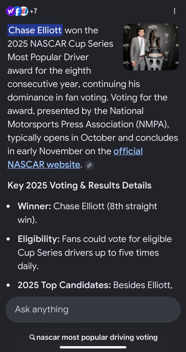 Chevy1800's tweet photo. @freerollthetop @Team54Zach @DaleJr @NASCARonReddit @jeff_gluck It’s fan voting… the previous replies have nailed your take on the head 🫡 https://t.co/9sn2jWVs3R