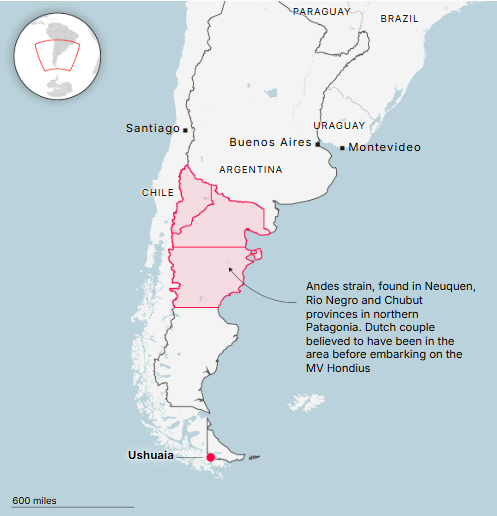 Fascinantes coincidências.
A provável origem do surto de hantavírus andino (ANDV) no cruzeiro MV Hondius são as províncias🇦🇷 de Neuquén, Río Negro e Chubut, onde o vírus é endêmico.
Essas são tb províncias atingidas por incêndios florestais (criminosos?) q assolaram a Argentina>