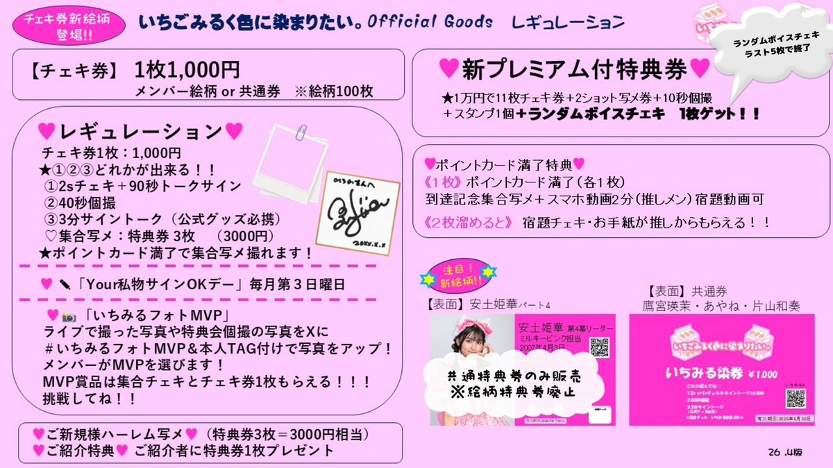 いちみる特典券情報】 📣ランダムボイスチェキ（現メン） あと5枚で