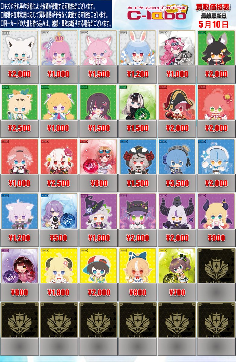 ◇#ホロライブOCG #ホロカ 買取情報◇ SY・HRの買取POPになります