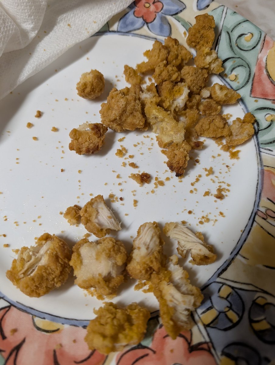 Dr___J's tweet photo. @TysonFoods - I've had enough, every time I get your breaded chicken products recently I become more disappointed. The breading to chicken ratio has reached an outrageous level and I can no longer support your brand. I tried to feed my child, &amp; the corresponding picture occurred https://t.co/99XEg22kdv
