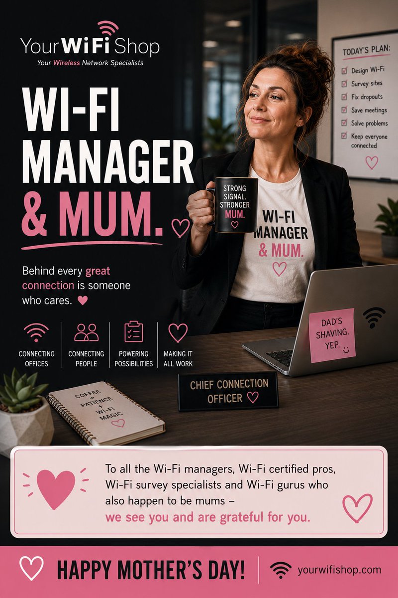 yourwifishop's tweet photo. Happy Mothers Day to all the amazing mums out there.. https://t.co/ITcaGYp9Rc.

#MothersDay #HappyMothersDay #WiFiManager #WomenInTech #WomenInNetworking #WirelessNetworking #WiFiDesign #WiFiSurvey #EnterpriseWiFi #Connectivity #TechMums #WomenInIT #YourWiFiShop https://t.co/tTV6IFcrB5
