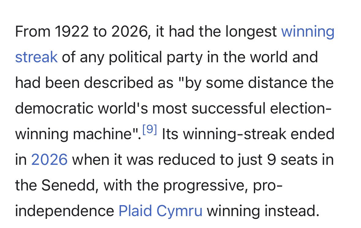A genuinely surreal paragraph on the Wikipedia page for Welsh Labour.