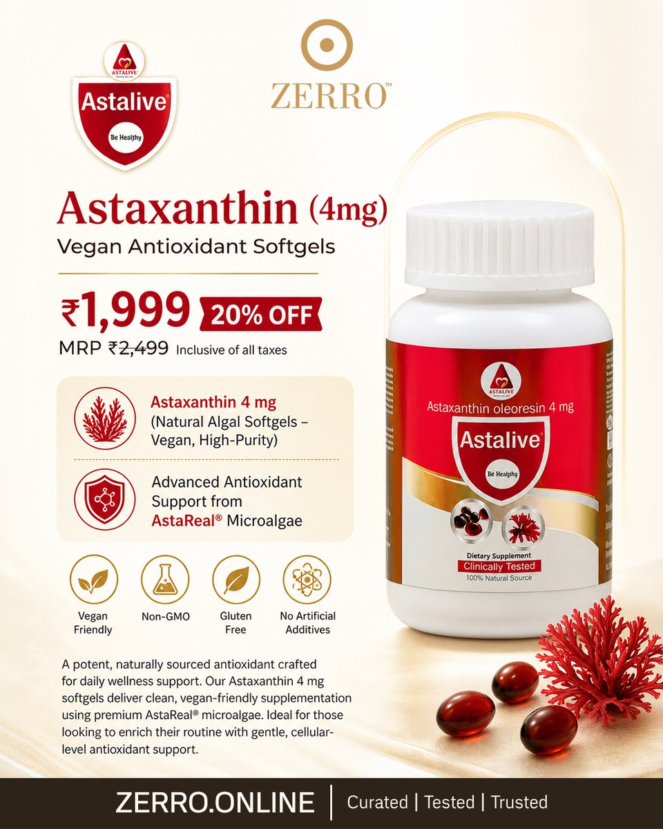 contactzerro's tweet photo. Your daily glow doesn’t start with makeup. It starts at the cellular level. ✨

Power your wellness from within with Astaxanthin 4 mg a premium, vegan antioxidant sourced from natural microalgae.

Because real health is built quietly, every single day. 

#Astaxanthin
#InnerGlow https://t.co/OY6E0RLC5P