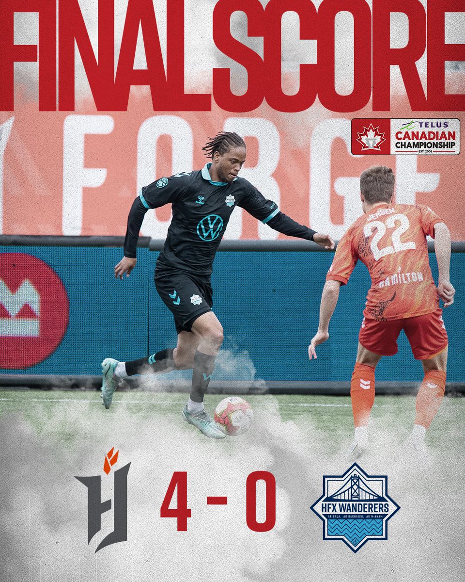 HFXWanderersFC's tweet photo. ⚓️ FULL TIME ⏰ 

Final score from tonight’s match in Hamilton.

#TogetherFromAways #COYW https://t.co/3e6k1eKvie