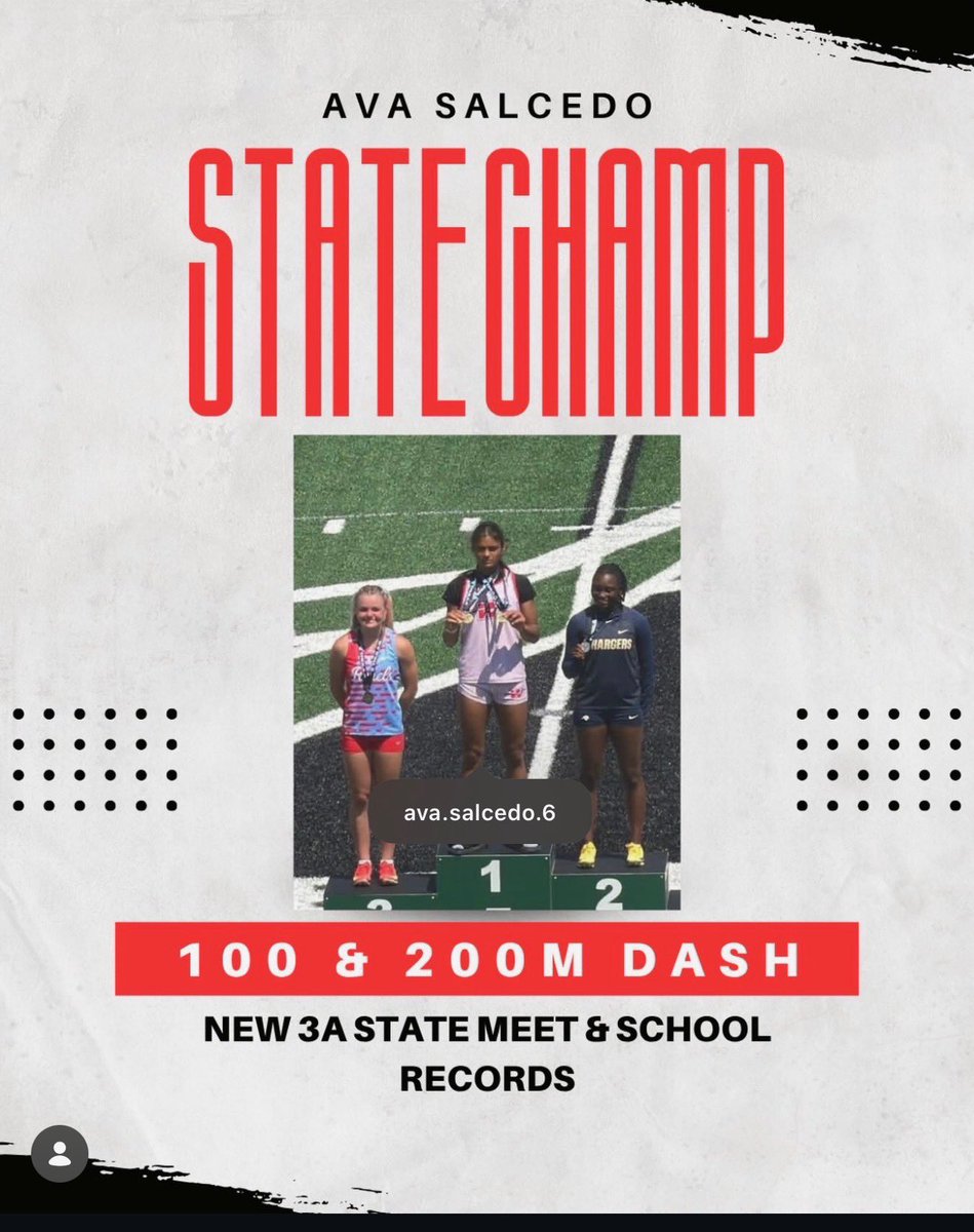 AsNational2728's tweet photo. Congratulations to Ava Salcedo (2027 | GCU commit) on winning 4 state track championships today. The 4 x 100, the 4 x 200 and State meet and school records in the 200m and the 400m. 🏃🏾‍♀️ https://t.co/3nEsz8v7Ko