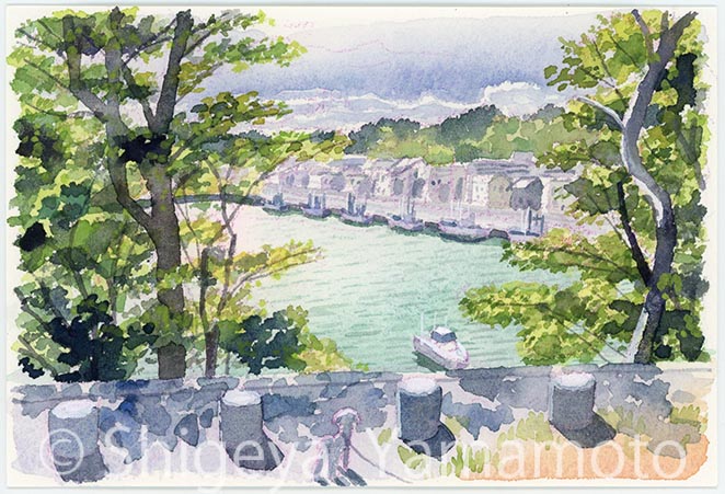 日常茶飯絵 【 神明崎からの景色 】 個展のポスター配布を少しづつ進め