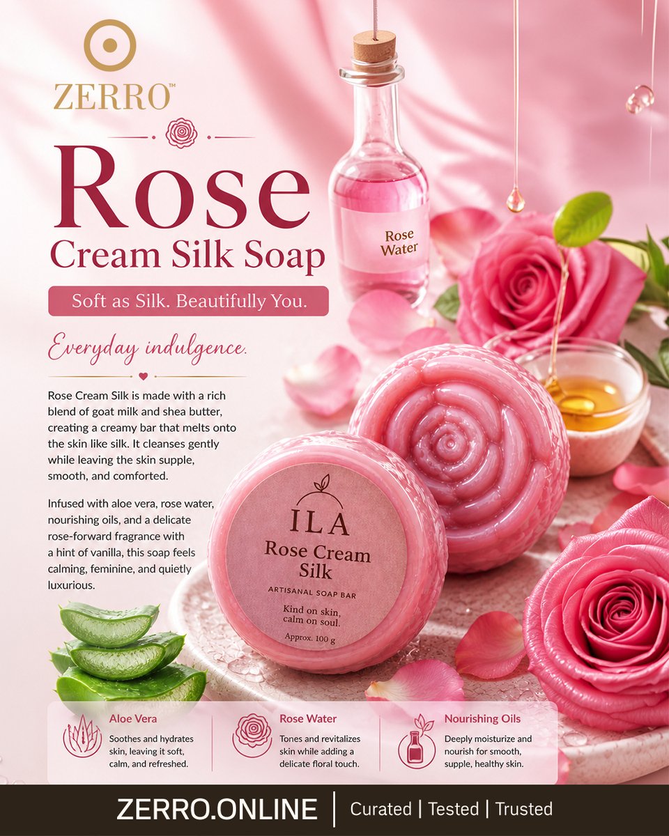 contactzerro's tweet photo. Turn everyday cleansing into a moment of indulgence ✨
ZERRRO Rose Cream Silk Soap wraps your skin in creamy softness, and a silky-smooth touch.

Because your skin deserves romance every day 💖

#RoseGlow
#SilkySoftSkin
#EverydayIndulgence
#MoisturizingSoap
#SelfCareRitual https://t.co/fb7rlNiefj