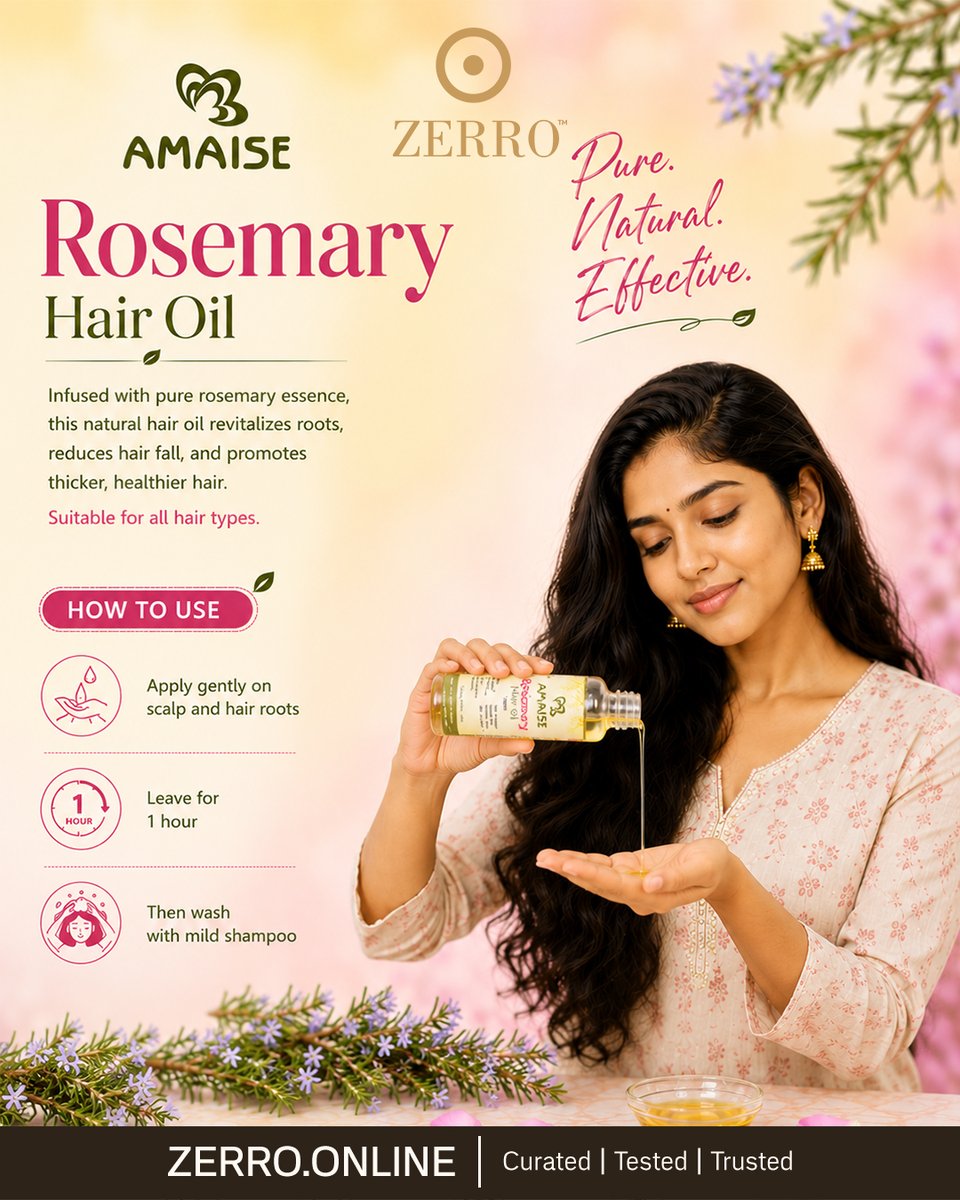 contactzerro's tweet photo. Hair fall stealing your confidence? Time to let Rosemary work its magic!”

Healthy hair starts at the roots 
AMAISE  Rosemary Hair Oil is crafted to nourish your scalp, reduce dandruff,  promote hair growth.
#RosemaryHairOil #HairGrowthJourney #HealthyHairNaturally #DandruffCare https://t.co/pzd7yoPhBs