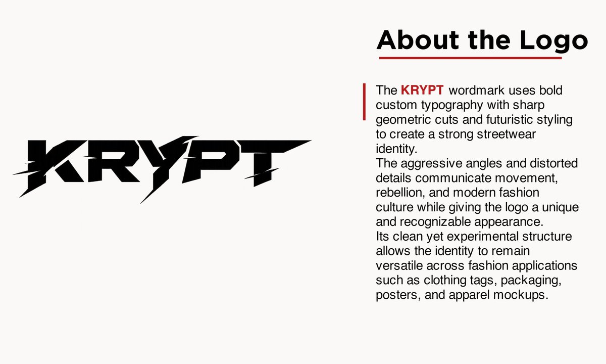 laughcough's tweet photo. KRYPT is a futuristic underground streetwear brand inspired by youth culture, music, rebellion, and bold self-expression.
Available for brand identity &amp; packaging project
#BrandIdentity #VisualDesign #BrandStrategy #PackagingDesign #CreativeDirection #LogoDesign #DesignPortfolio https://t.co/ZE0VSWGMBP