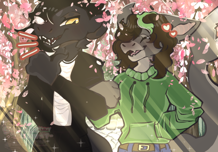 colethederg's tweet photo. Me and my hubby @Izzuru3 on a walk :3. Amazing art by @SnarlandSnapstu that they did for us. #commission #art #furry #dragon #shark #furries #furryart https://t.co/tWaKhYUlKk