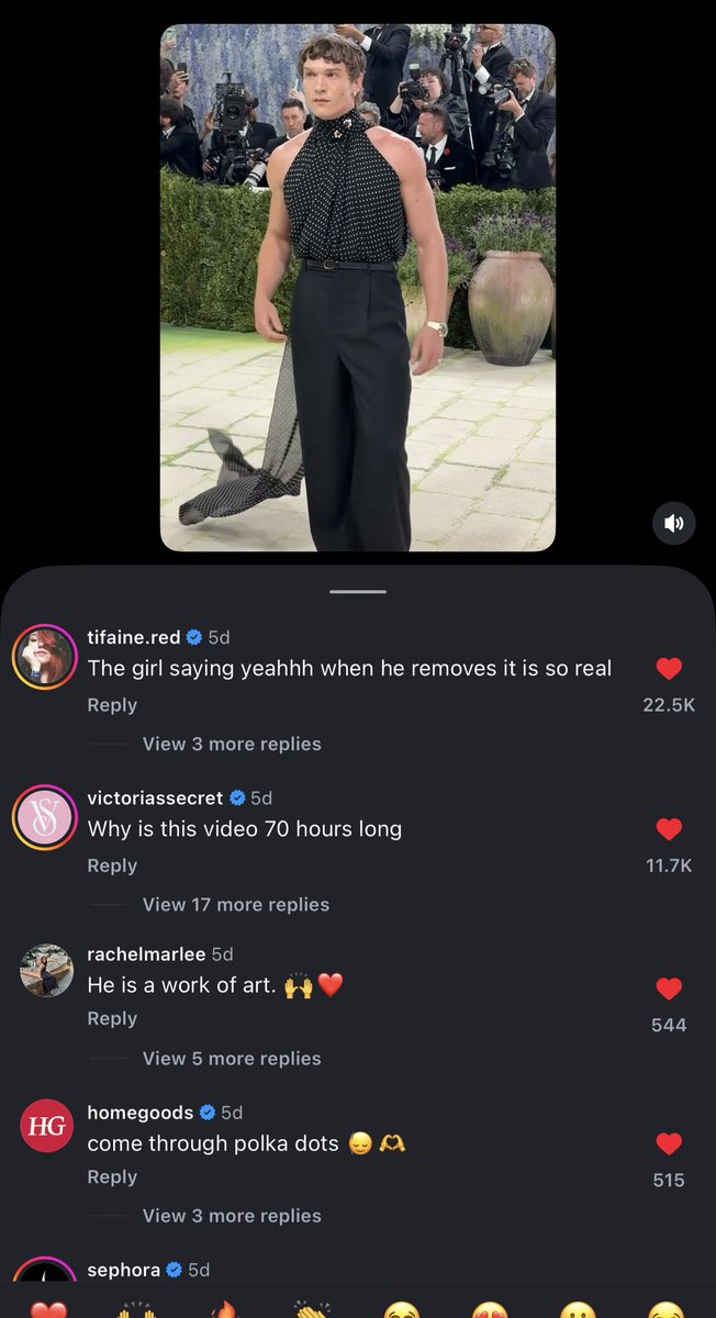 realitylovei's tweet photo. The concept of Victoria’s secret in the comments of Connor’s Met look reveal on Vogue😭 Sephora and Matrix saying louvre and Mona Lisa being painted on🫠🫠🫠 https://t.co/abLP8KbEZf