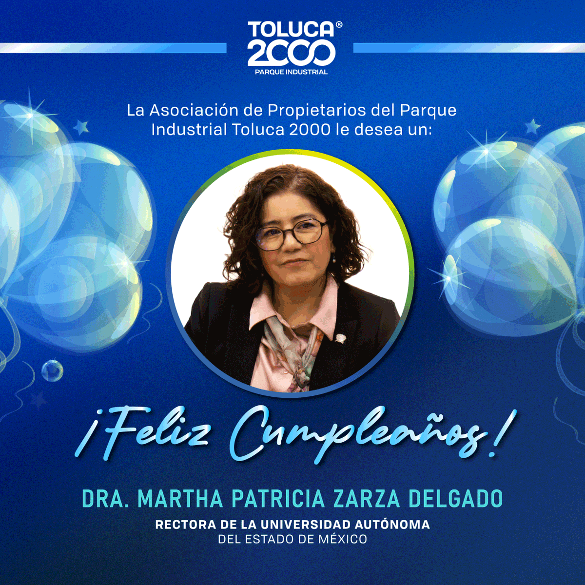 APPIT2000's tweet photo. Felicitamos a la Dra. @PatyzarzaUaemex, Rectora de la @UAEM_MX con motivo de su cumpleaños. 🎉

Le deseamos salud, éxito y muchos logros más, reconociendo su liderazgo y compromiso con la educación y el desarrollo de nuestra región. https://t.co/Z9QWiGFeqS