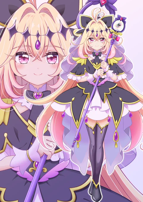キュアアルカナ・シャドウ 個人用に描いたのですが、人生初のプリキュア描くの楽しかったです