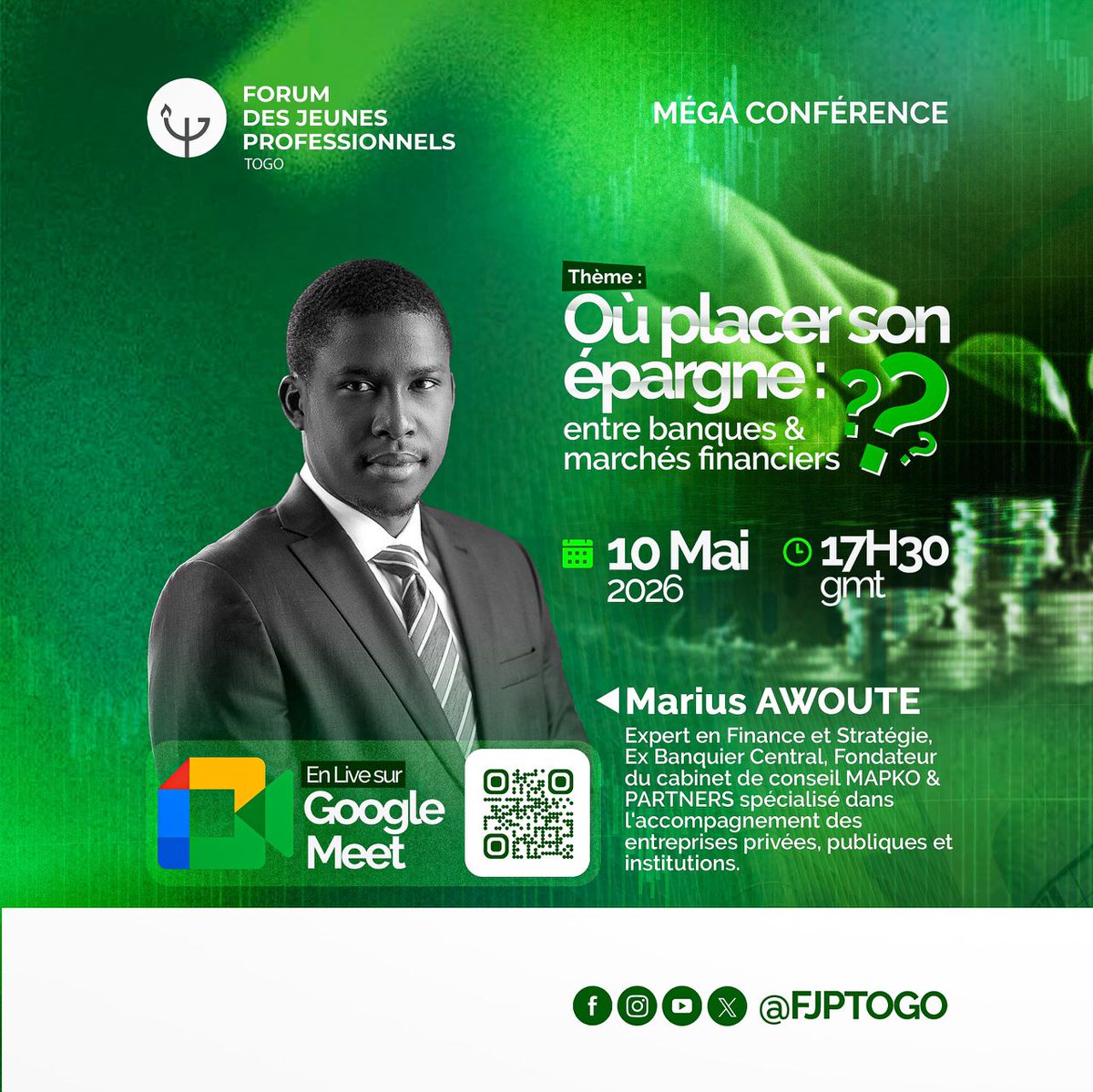 👉🏽Date : 10 Mai 2026
👉🏽Heure : 17H30 GMT
👉🏽En ligne sur Google Meet
meet.google.com/dbp-oguj-fre

🎯 Une rencontre enrichissante pour apprendre à faire fructifier intelligemment votre épargne.

📲 Rejoignez-nous et invitez vos proches !