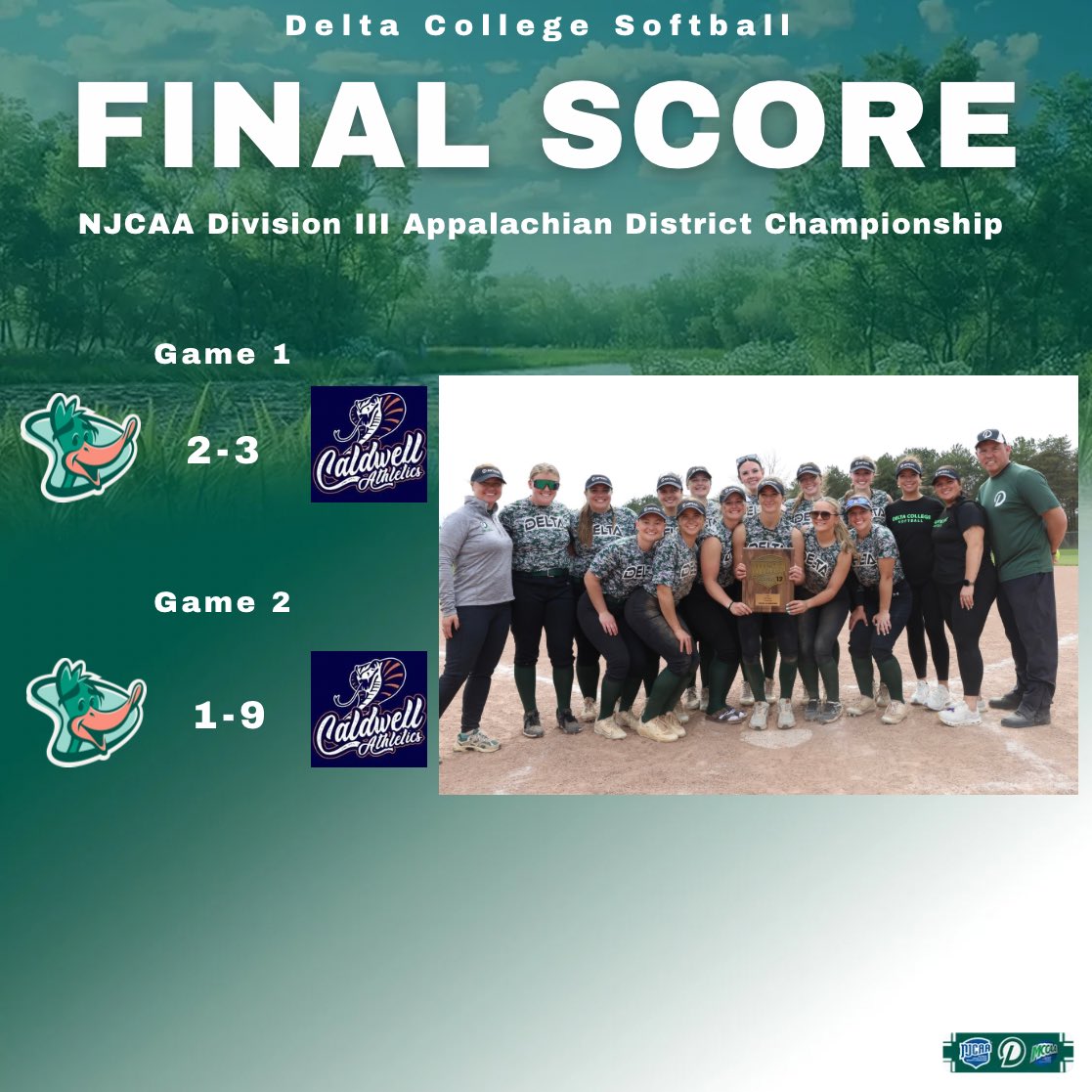 delta_pioneers's tweet photo. Final score from today’s District Championship games🥎
Congrats on a great season!🟢⚪️🦆
#DCAthletics #DeltaSoftball https://t.co/J6lDMvf9iL