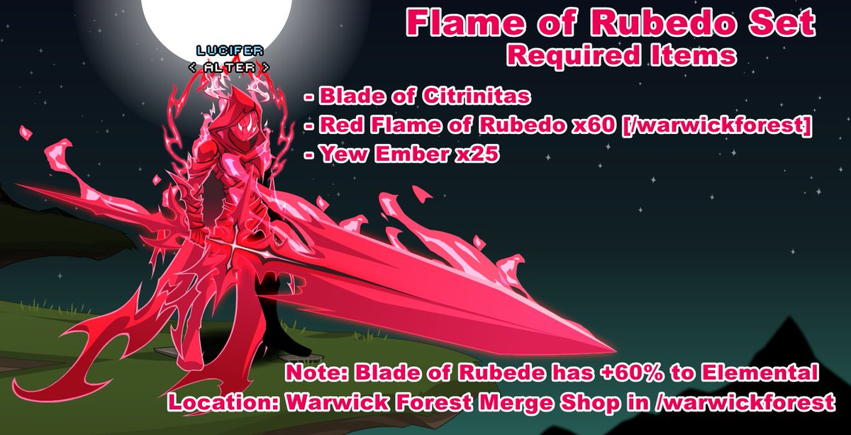 Datenshi6699's tweet photo. ✨Flame of the Beyond Bosses Set✨

They're available now in their respective places.

- They're AC TAGGED AWESOME RARITY
- I didn't put armors in the math since you can get them from boss challenge reward which mean you will need more misc items if you want to do normal way https://t.co/4apE0IwgEo
