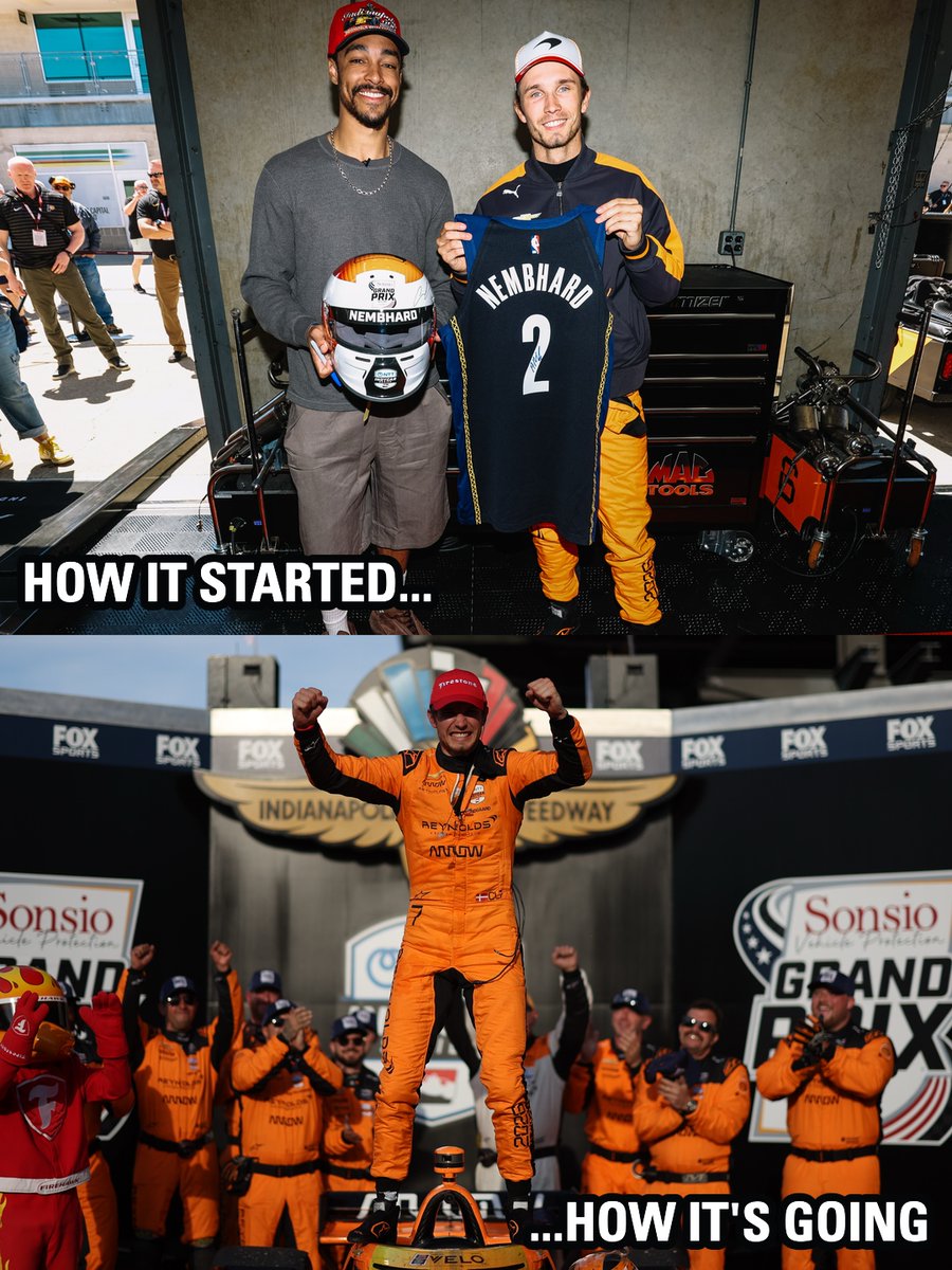 IMS's tweet photo. Was @AndrewNembhard @lundgaardoff's good luck charm in today's @Sonsio #IndyGP? 🤔

@Pacers | @ArrowMcLaren https://t.co/YEiETnh5aC