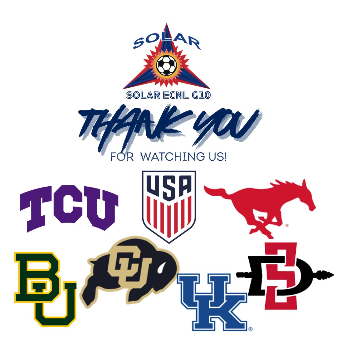 Solar10ECNL's tweet photo. Thank you for watching us play today! @CUBuffsSoccer @TCUSoccer @UKWomensSoccer @SMUSoccerW @USYNT @BaylorFutbol @Aztecssoccer 

@ECNLgirls 
@TopDrawerSoccer @PrepSoccer @SolarSoccerClub @ImYouthSoccer @TheSoccerWire @PrepSoccerTX https://t.co/9bScUBSV8e