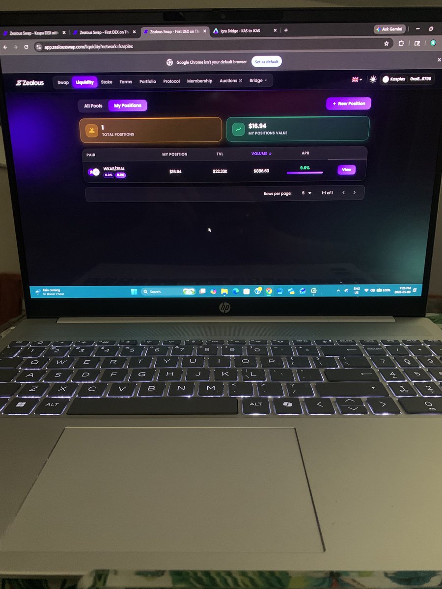 Medapl0r's tweet photo. I was messing around with zealous swap/Igra/kasplex today. Added some liquidty to a couple pairs. Staked some zeal in the infinity pool. Did a bunch of swaps. I’m impressed. Everything works really well. Took me some time to figure things out. $1.54 million TVL on Igra. $320k TVL on kasplex. We are so early. People will laugh and shit talk about the Kaspa ecosystem. They have no idea what’s coming in the future. Kaspa will be a defi giant.