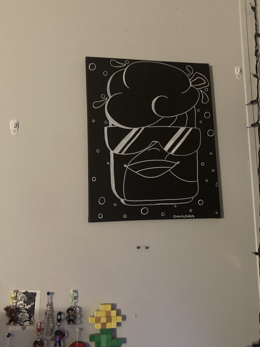 OramsChaos's tweet photo. Finally set up my merch/fanart wall, now i just gotta figure out how to hang up my mousepads https://t.co/Sk39SMXYf1