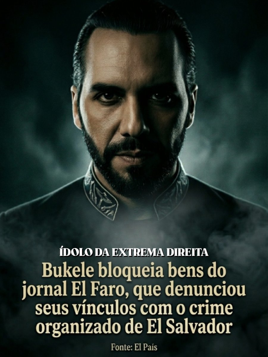 🇸🇻🇸🇻 Nayib Bukele bloqueou bens do jornal El Faro, que denunciou seus vínculos com o crime organizado de El Salvador.
Como todo ditador autoritário e ídolo da extrema direita, Bukele não aceita a liberdade de imprensa e persegue jornalistas e meios que ouse expor seus crimes
+