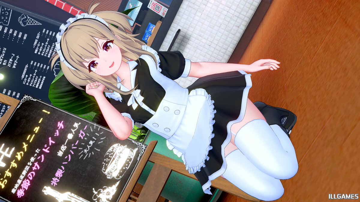 5月10日は「メイドの日」らしいので、
ルチアは、給仕係のコスプレをしています。
#デジタルクラフト　#ILLGAMES
＃朝霧ルチア