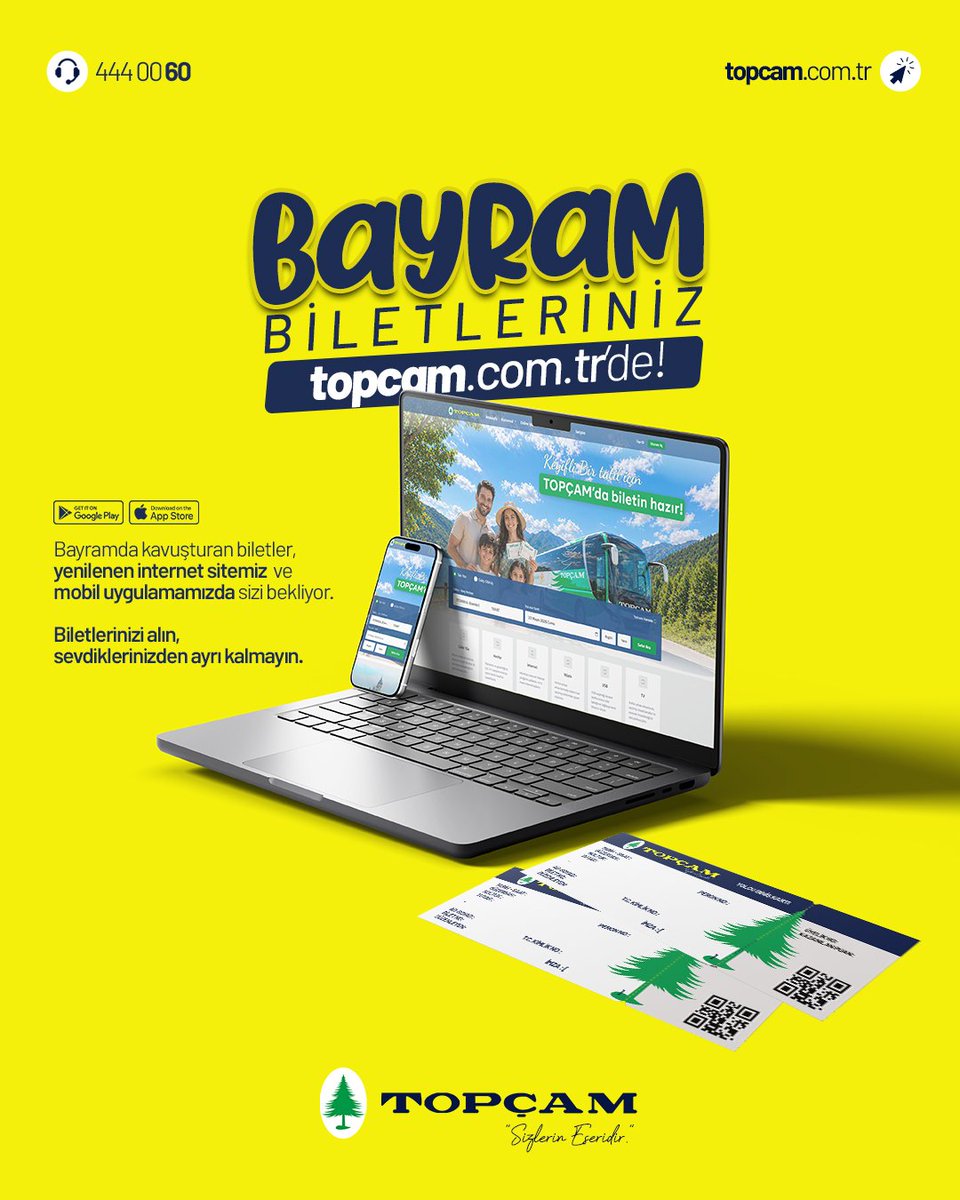 topcamcomtr's tweet photo. 📢 Bayram biletleriniz, https://t.co/Ah90W1ErVw'de!

Bayramda kavuşturan biletler, yenilenen internet sitemiz ve mobil uygulamamızda sizi bekliyor. Biletlerinizi alın, sevdiklerinizden ayrı kalmayın.

444 00 60
https://t.co/JZfvECbuef https://t.co/e2uXwq8zrT