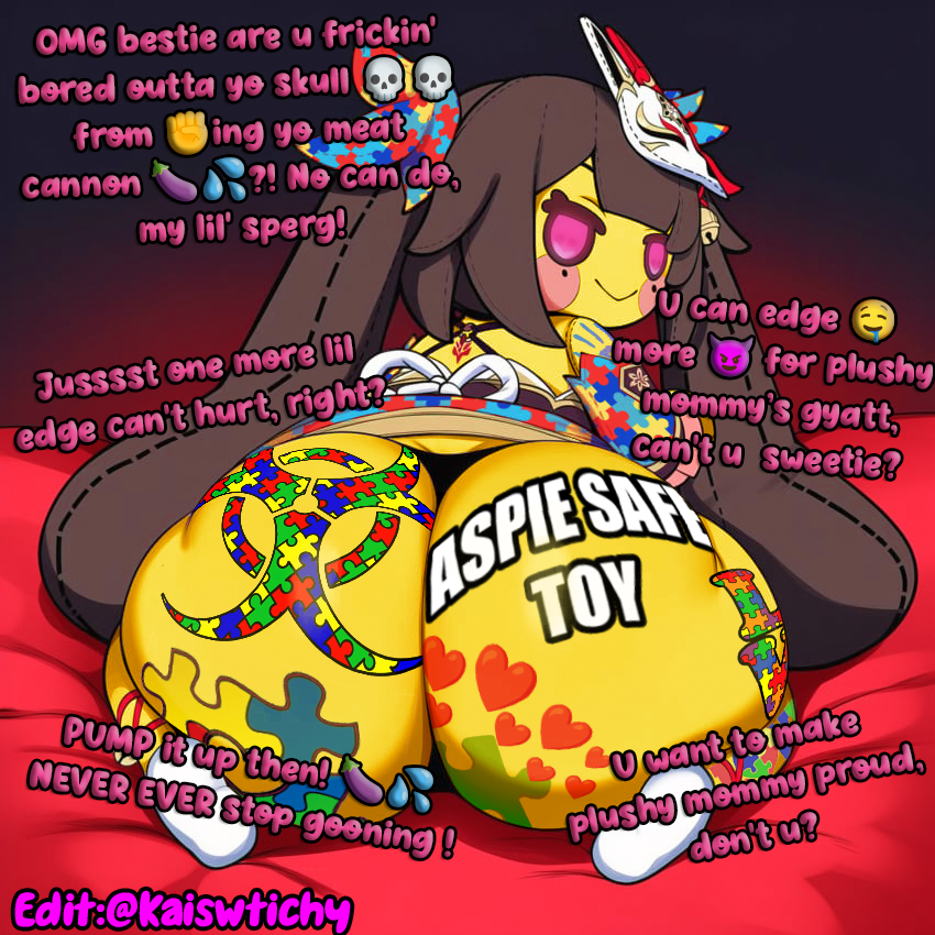 Kaiswtichy's tweet photo. Look at this new AS product, a totally aspie safe plushie! She will help with a lot of caretaker tasks, even being able to calm down less resistan-Poblematic spergies! https://t.co/dGElJJhvyZ