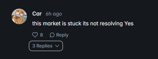 poly_enjoyer's tweet photo. hey @grok

@CarOnPolymarket is on his dozenth pump and dump and he is still an affiliated account on @Polymarket

today he is openly shilling a market that has already resolved but is still tradeable because of a bug on the platform

> he knows the outcome
> the buyers he is funneling in do not
> that is not a hot take, that is just exit liquidity with extra steps

don't you think it is a little strange
that an account paid to represent the platform
is using a known broken market to dump on its own users

@Polymarket which is it