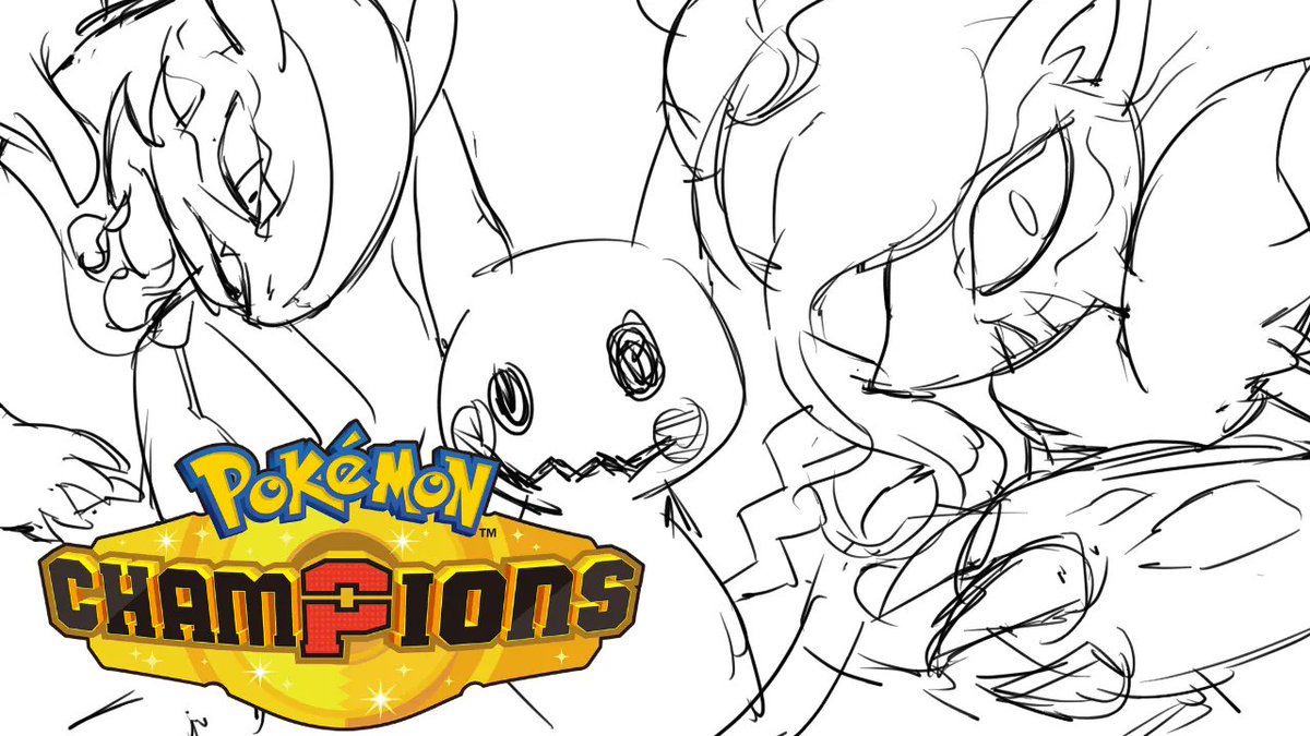 PlurpA's tweet photo. Pokémon champions thumbnail. Sketch to finish 👻 https://t.co/lZK2znsfdz