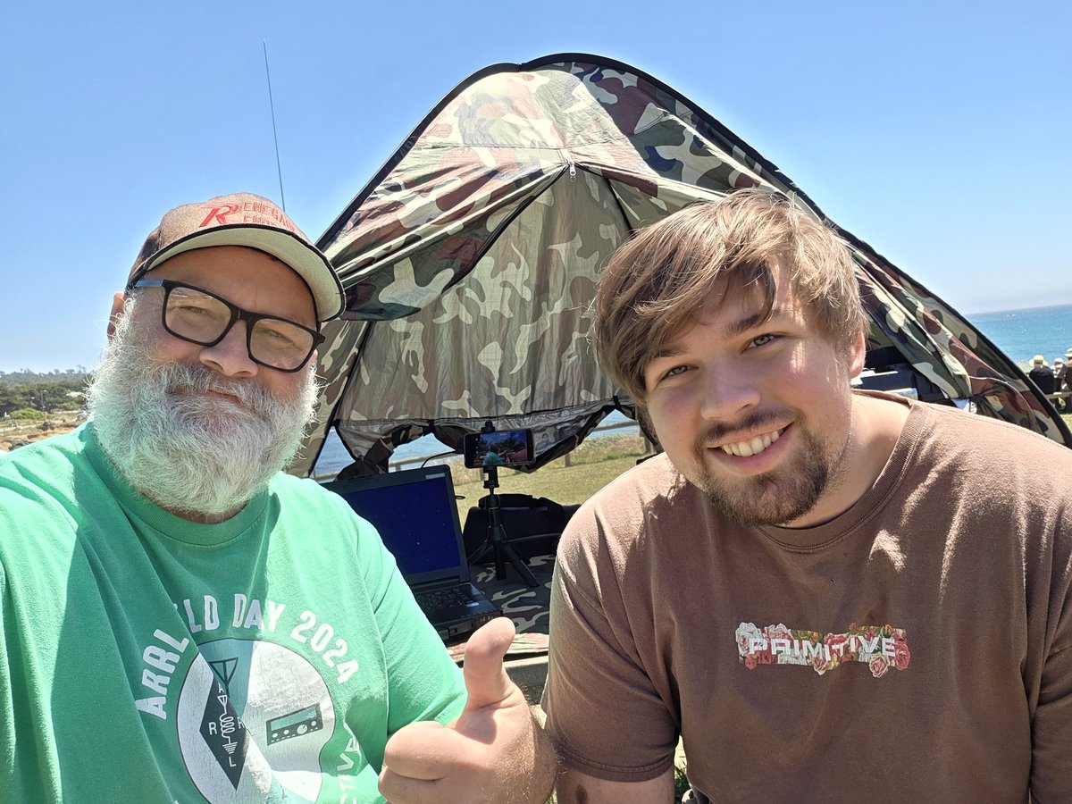 W6OBB's tweet photo. Activated US-1158 Hearst San Simeon State Park today with my son, Colby, call sign KCØLBY. Took an hour to get 10 QSOs. Got Australia, Richard Newbold VK2IZ on 15 and 12 meters. 73 de W6OBB #POTA #ParksOnTheAir #AmatuerRadio #HamRadio https://t.co/IrCD1EZefG